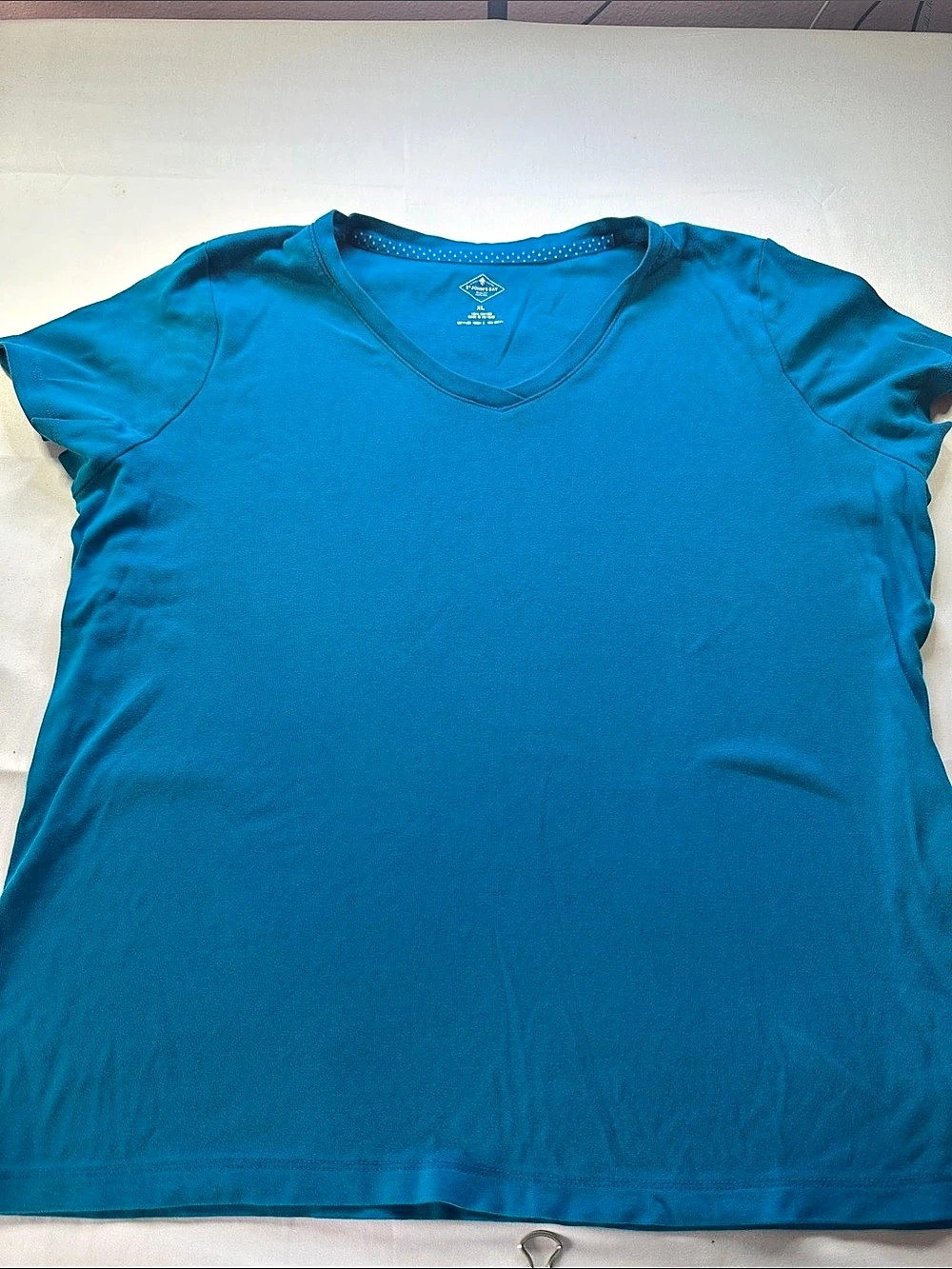 St. John's Bay Women's Cotton V-Neck Tee Blue XL